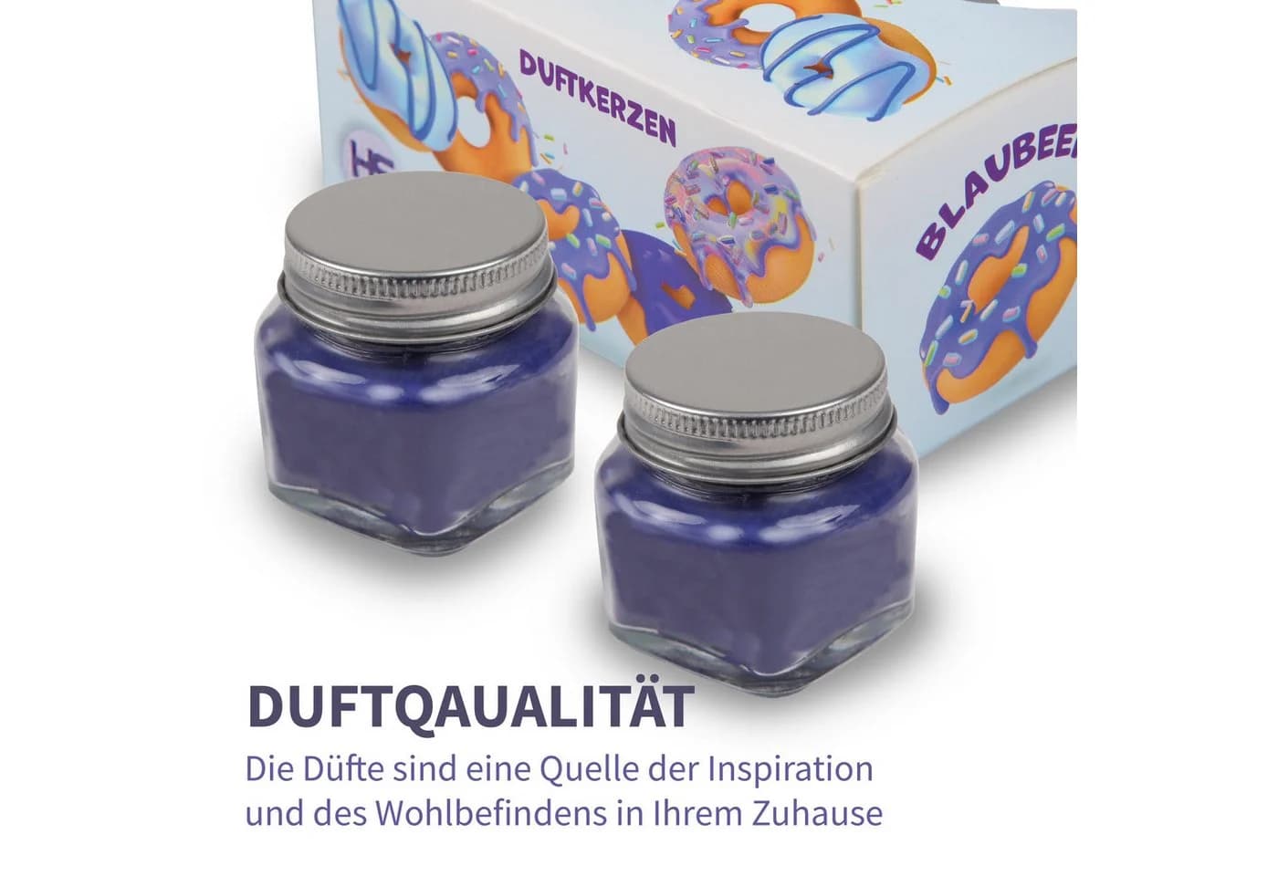 HS Candle Duftkerze mit Deckel 12-tlg. Donut Blaubeer