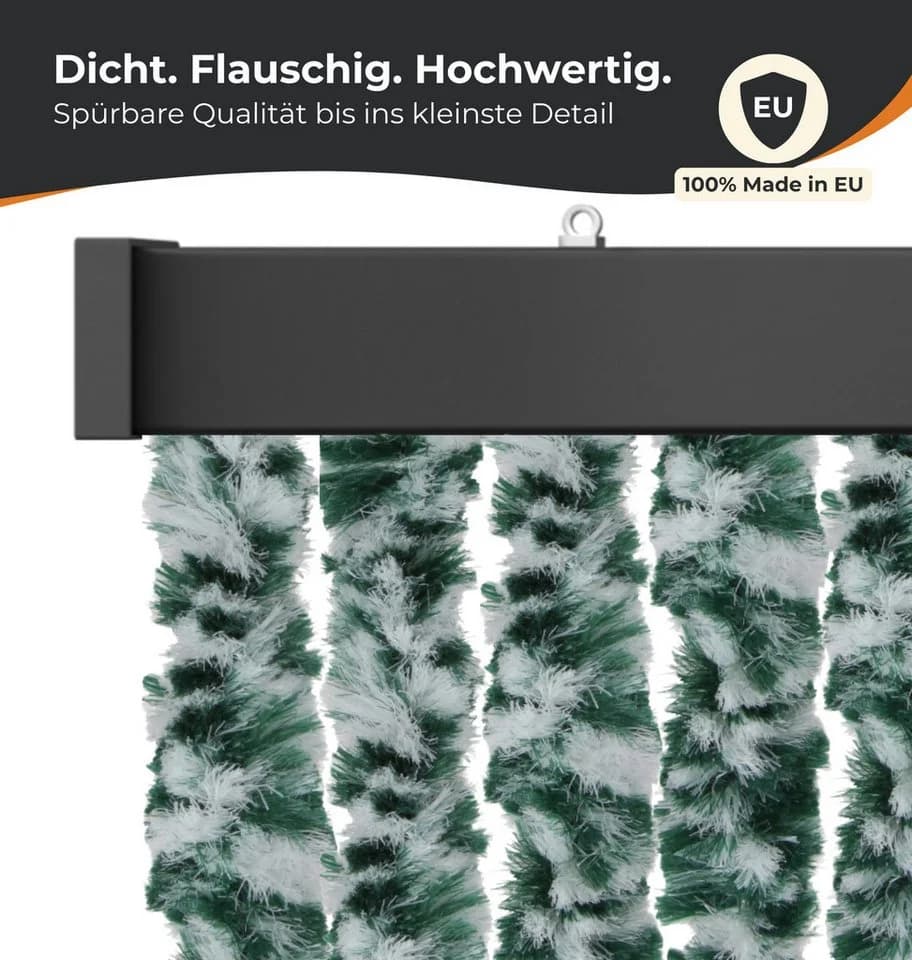 Bestlivings Insektenschutz-Vorhang Chenille Dunkelgrün/Weiß