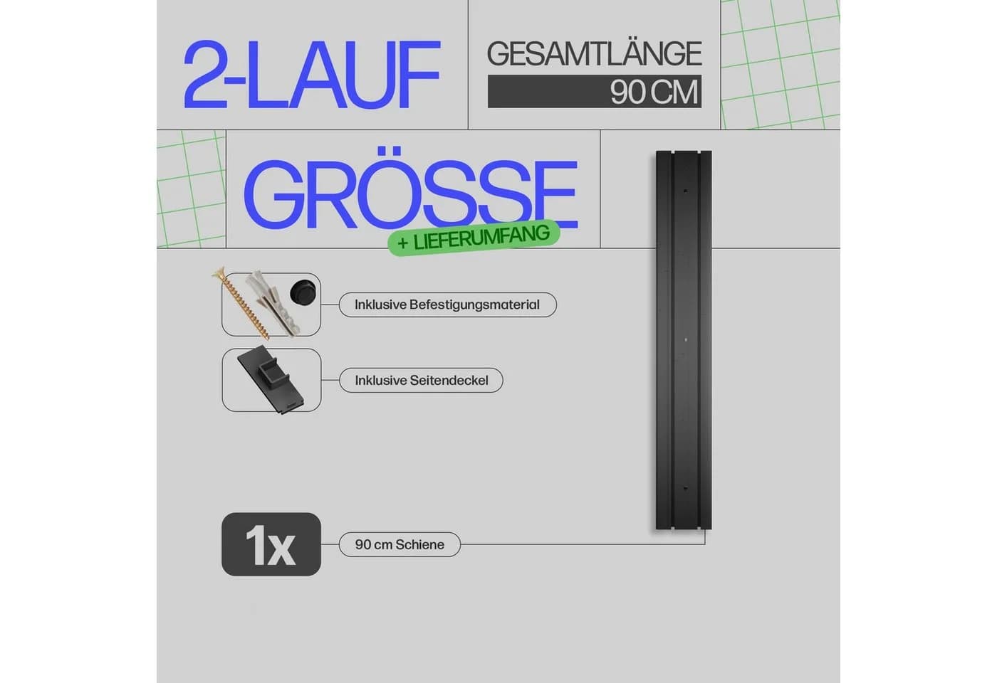 Bestlivings Gardinenschiene Schwarz 2-läufig Kunststoff