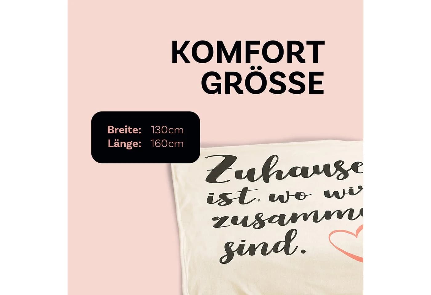 Wohndecke Flanell mit Spruch "Zuhause" Bestlivings 130x160cm