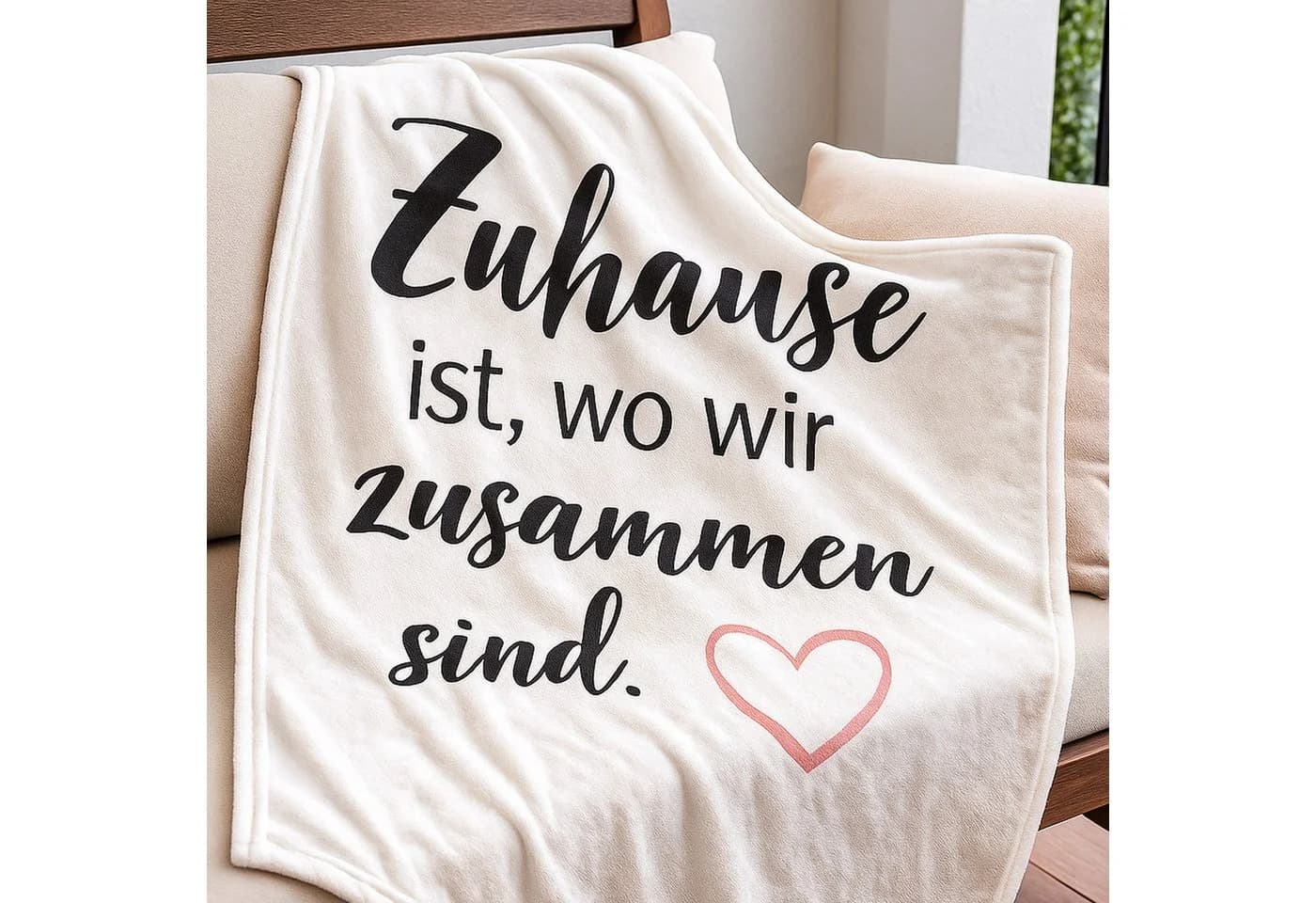 Wohndecke Flanell mit Spruch "Zuhause" Bestlivings 130x160cm - Bild 2