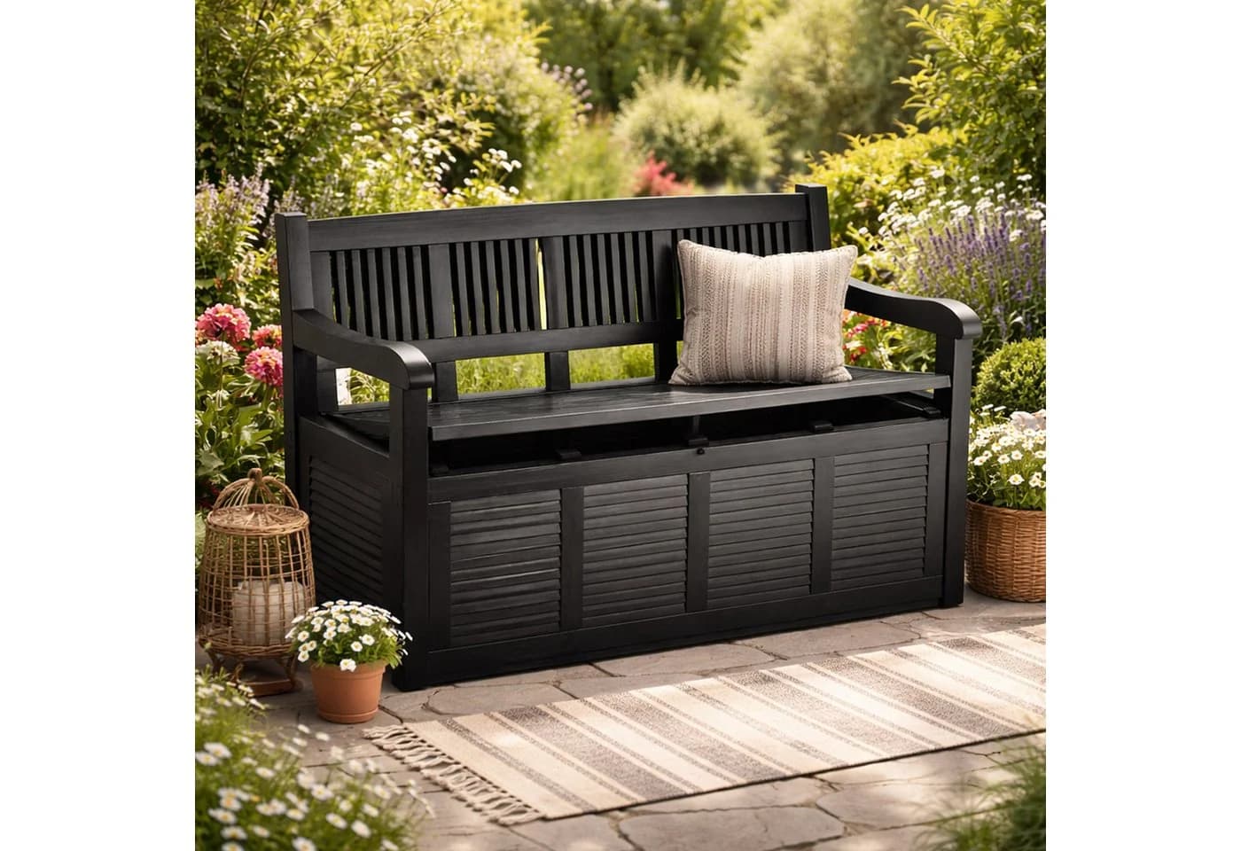 Bestlivings Gartenbank mit Stauraum 280L Kunststoff