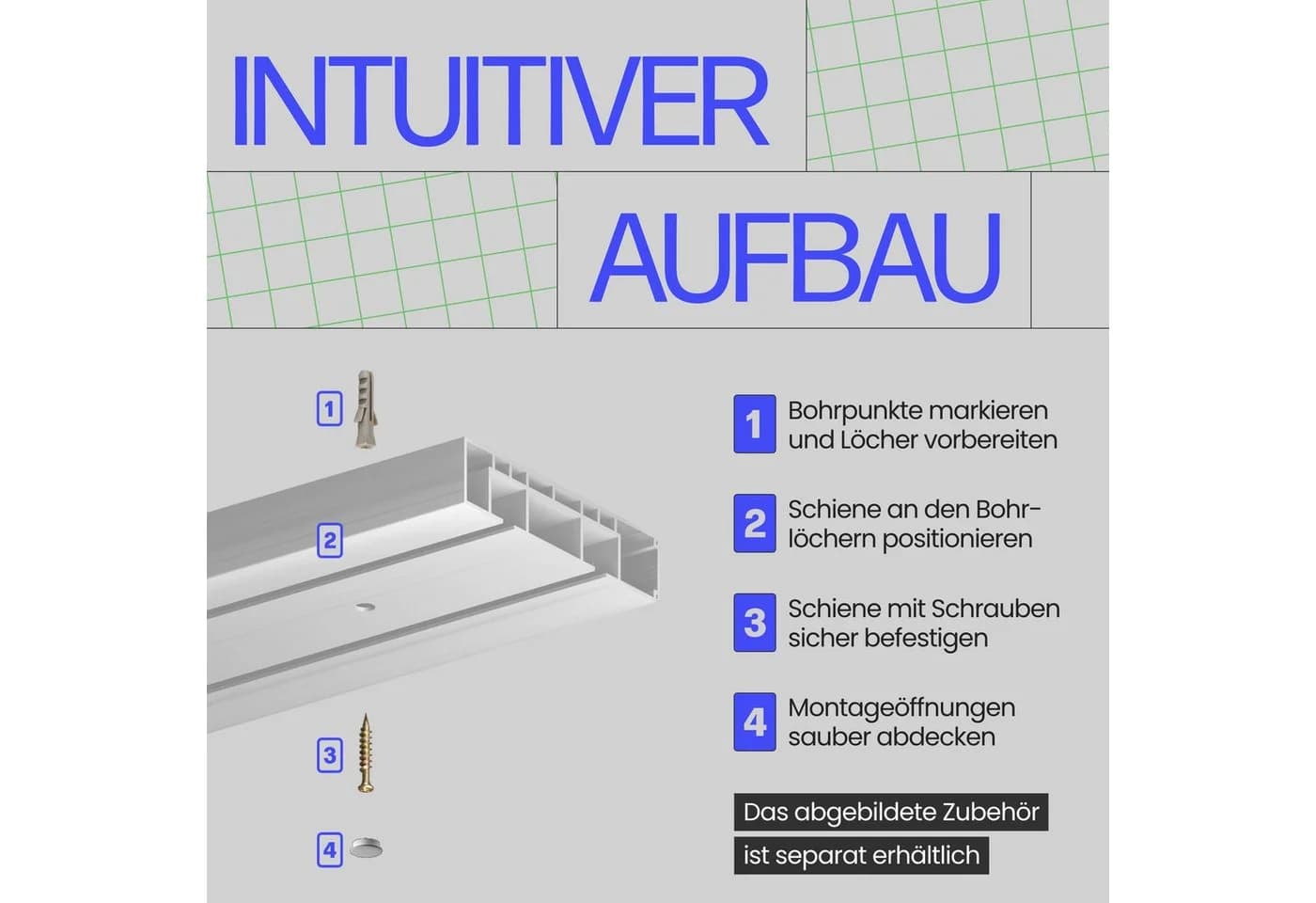 Bestlivings Gardinenschiene Innenlauf Weiß 2-läufig - Bild 3