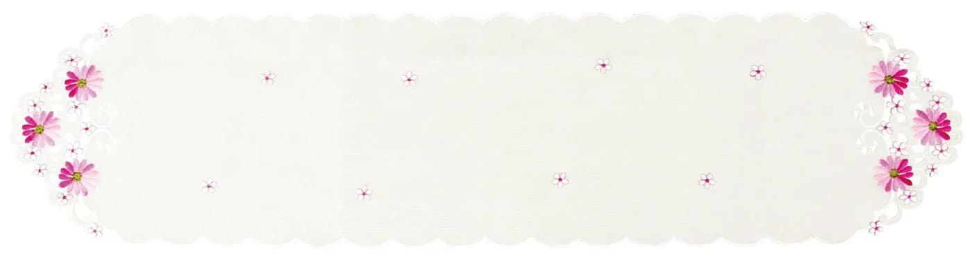 Arsvita Tischläufer bestickt Rosa 140x35cm mit Spitze