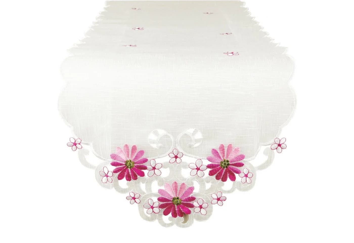 Arsvita Tischläufer bestickt Rosa 140x35cm mit Spitze - Bild 2