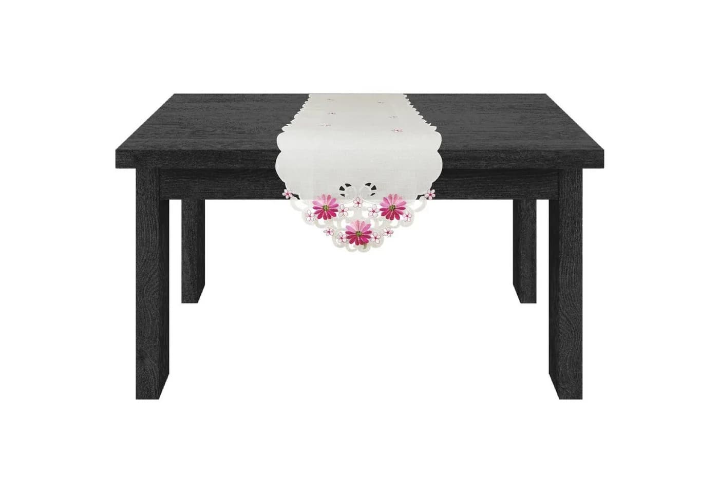 Arsvita Tischläufer bestickt Rosa 140x35cm mit Spitze - Bild 3