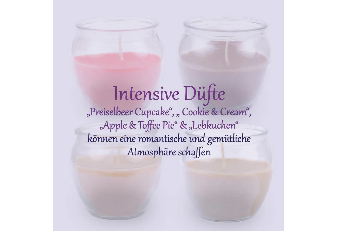 HS Candle Duftkerze Mix 12-tlg. Glas "Bakery Selection" lange Brenndauer - Bild 3