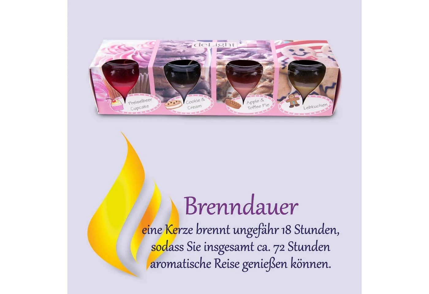 HS Candle Duftkerze Mix 12-tlg. Glas "Bakery Selection" lange Brenndauer - Bild 5