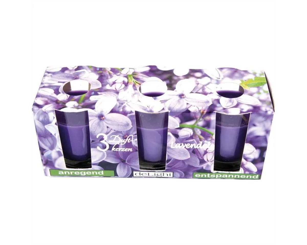 HS Candle Duftkerze 3-tlg. Glas Violett Klassische Düfte 12 Std. - Bild 3