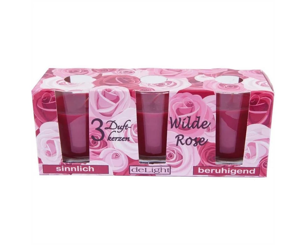 HS Candle Duftkerze 3-tlg. Klassische Düfte Glas 12 Std. Brenndauer