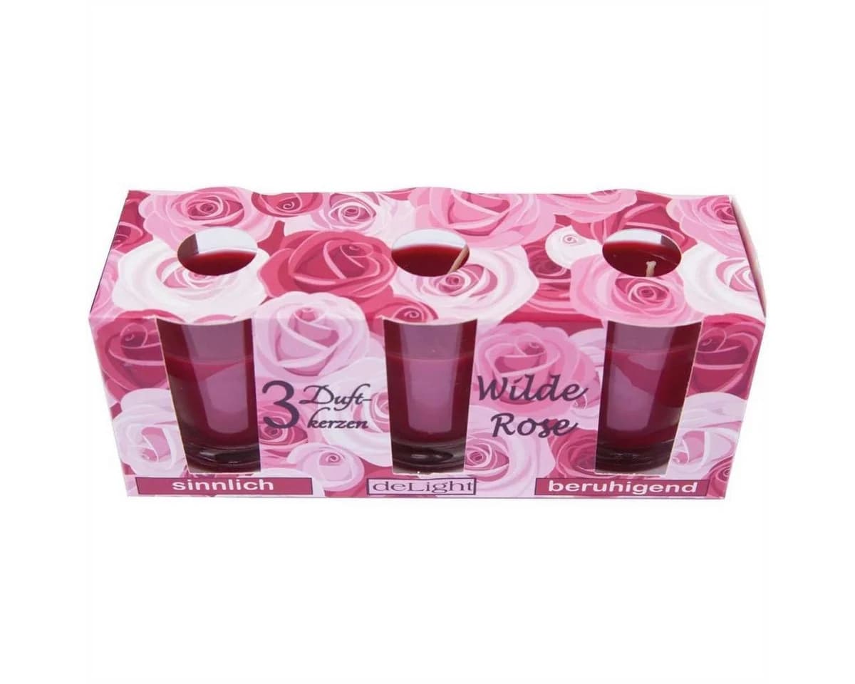 HS Candle Duftkerze 12er Pack Klassische Düfte Rosa Glas - Bild 3