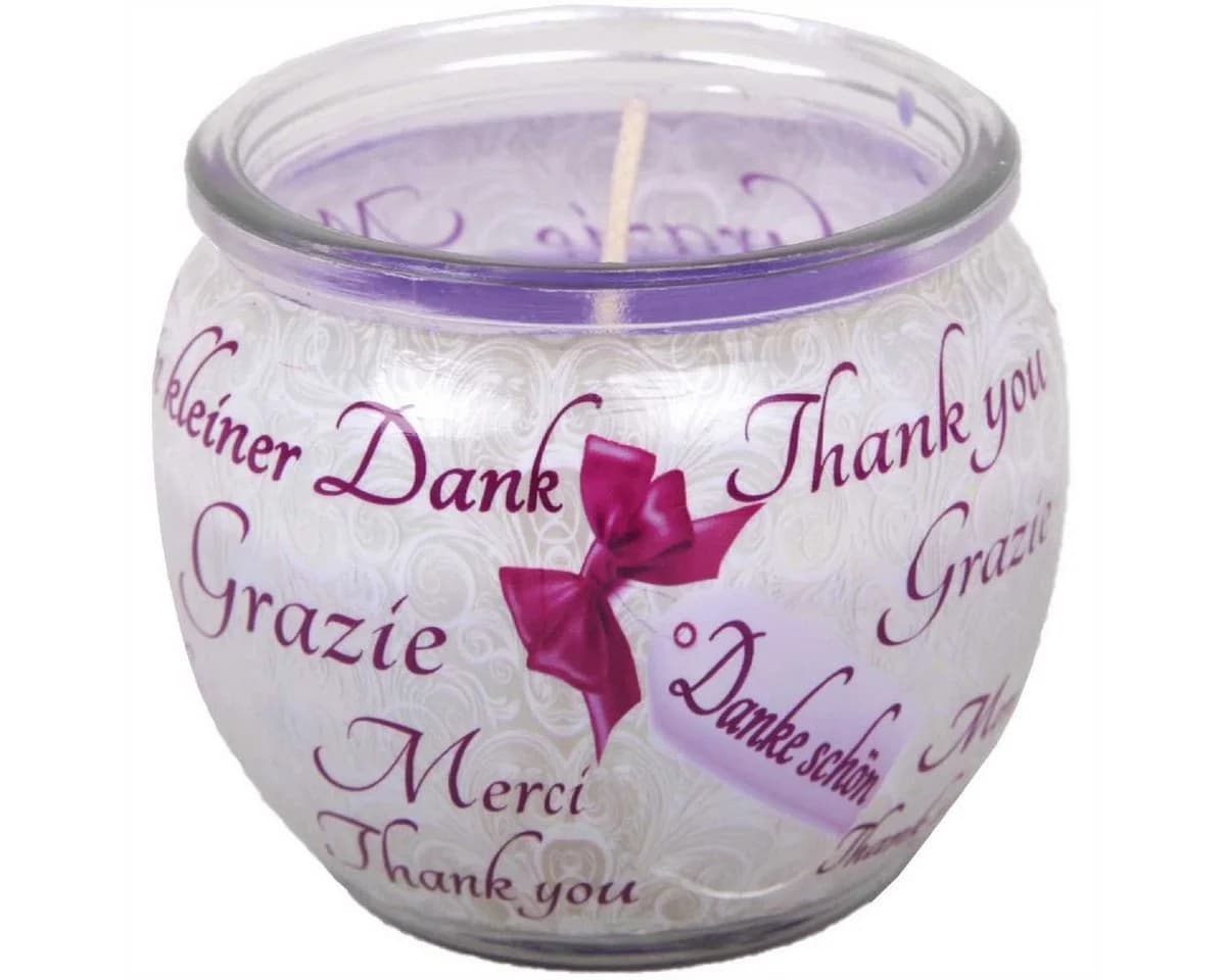 HS Candle Duftkerze im Glas mit Spruch ca. 22 Std. Brenndauer Lila