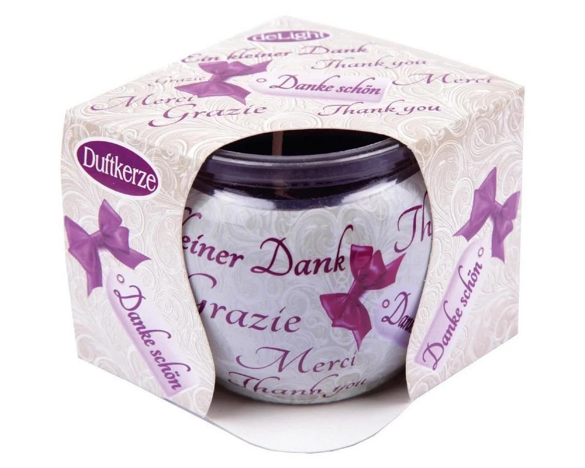 HS Candle Duftkerze im Glas mit Spruch ca. 22 Std. Brenndauer Lila - Bild 2