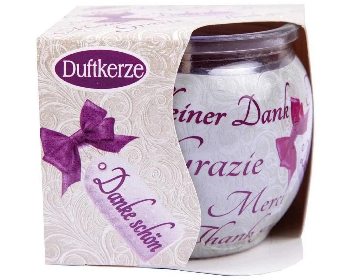 HS Candle Duftkerze im Glas mit Spruch ca. 22 Std. Brenndauer Lila - Bild 3