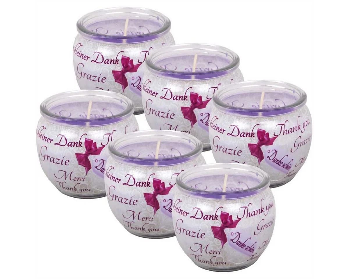 HS Candle Duftkerze 6-tlg. Glas mit Spruch Lila - Bild 2