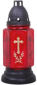 HS Candle Grablaterne 24cm mit Kreuz-Motiv und Ölkerze Bild 2