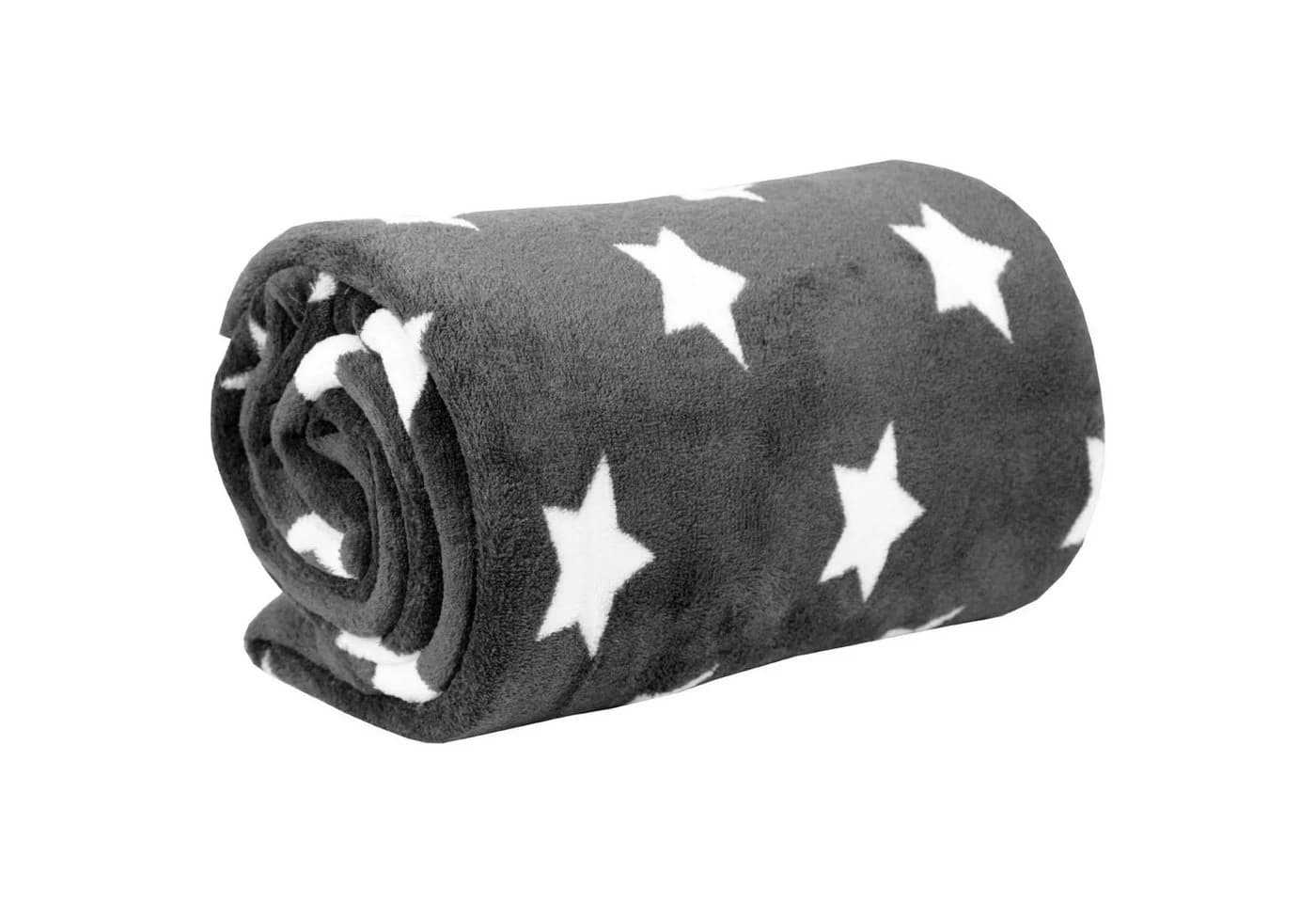 Bestlivings Wohndecke Sterne XXL Kuscheldecke Grau Polyester