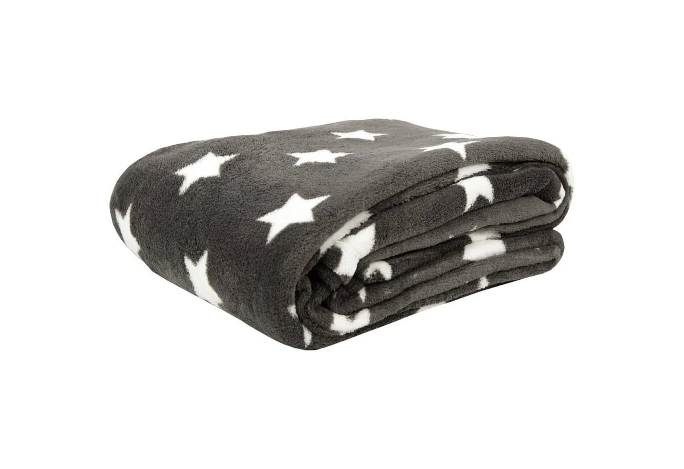 Bestlivings Wohndecke Sterne XXL Kuscheldecke Grau Polyester - Bild 3