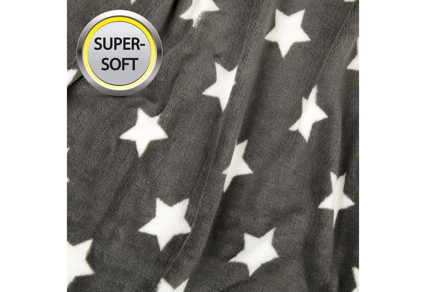 Bestlivings Wohndecke Sterne XXL Kuscheldecke Grau Polyester - Bild 4