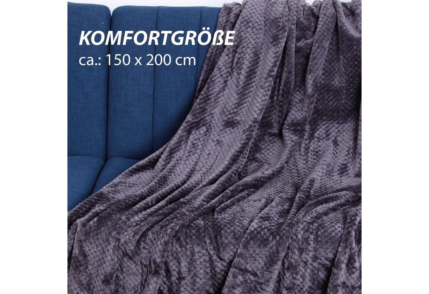 Bestlivings Wohndecke Popcorn Anthrazit Mikrofaser Cashmere Touch - Bild 4