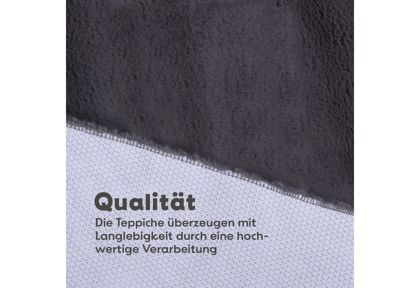 Bestlivings Hochflor-Teppich Anthrazit Rechteckig Anti-Rutsch - Bild 3