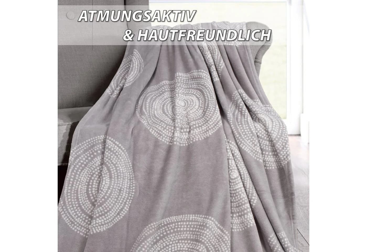 Bestlivings Wohndecke Mikrofaser 150x200cm Grau Kuschelweich