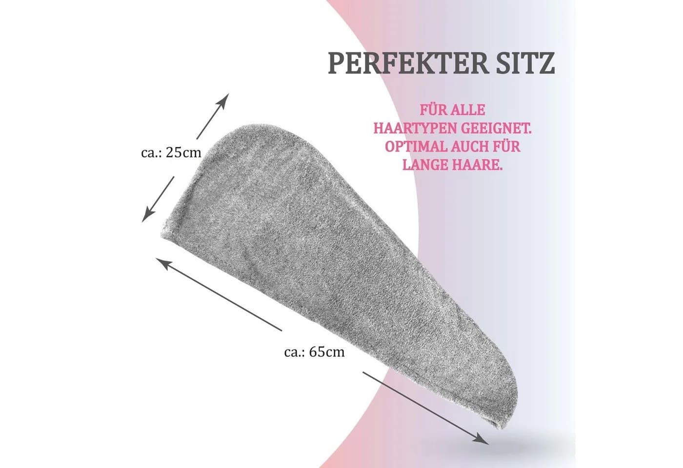 Bestlivings Saunatuch Haarturban Grau 25x65cm Schnelltrocknend