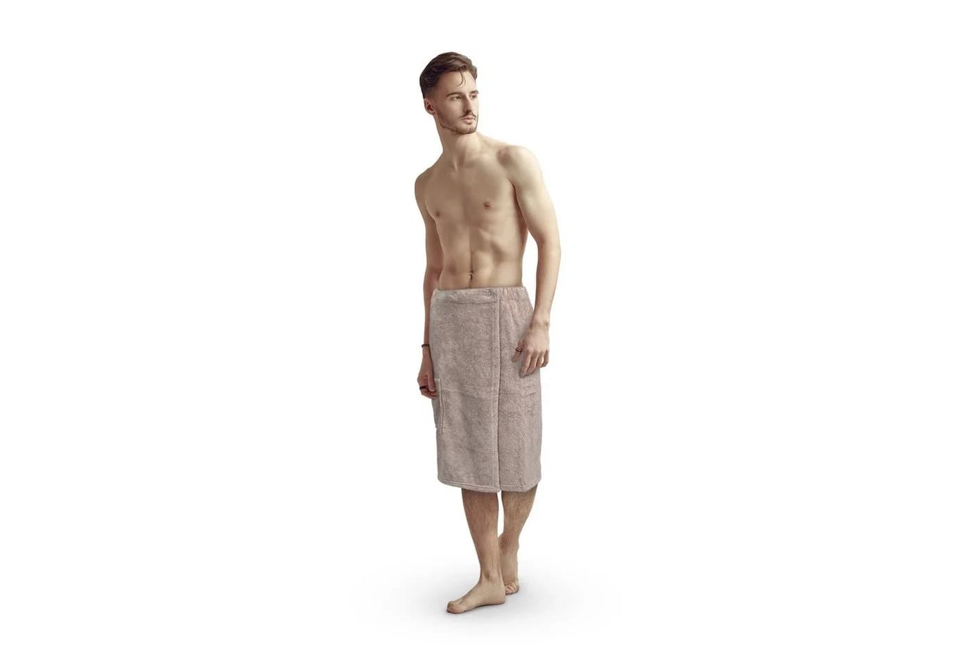 Bestlivings Saunakilt Herren Braun Flauschig mit Knopfverschluss - Bild 2