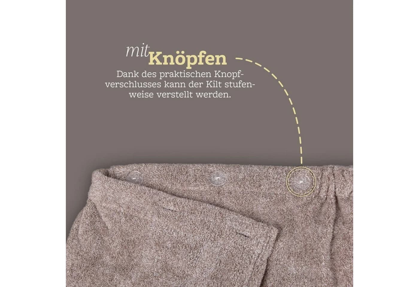 Bestlivings Saunakilt Herren Braun Flauschig mit Knopfverschluss - Bild 4