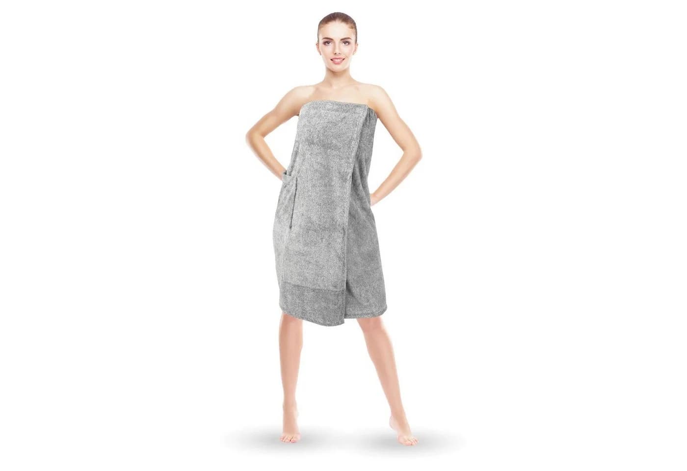 Bestlivings Damen Saunakilt Grau Flauschig mit Gummizug