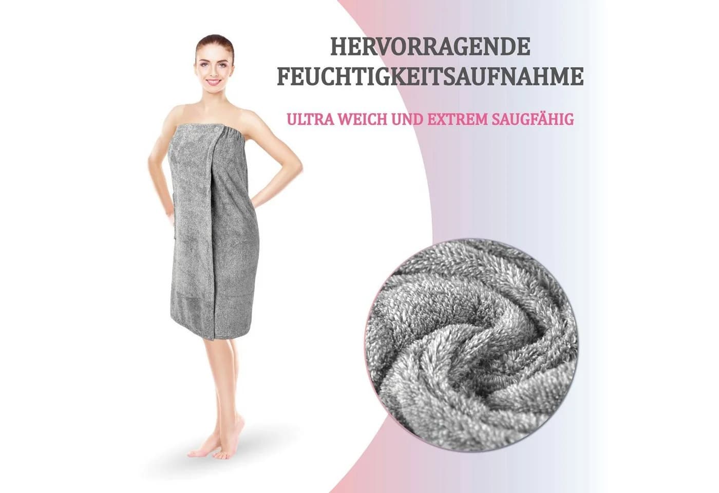 Bestlivings Damen Saunakilt Grau Flauschig mit Gummizug - Bild 5
