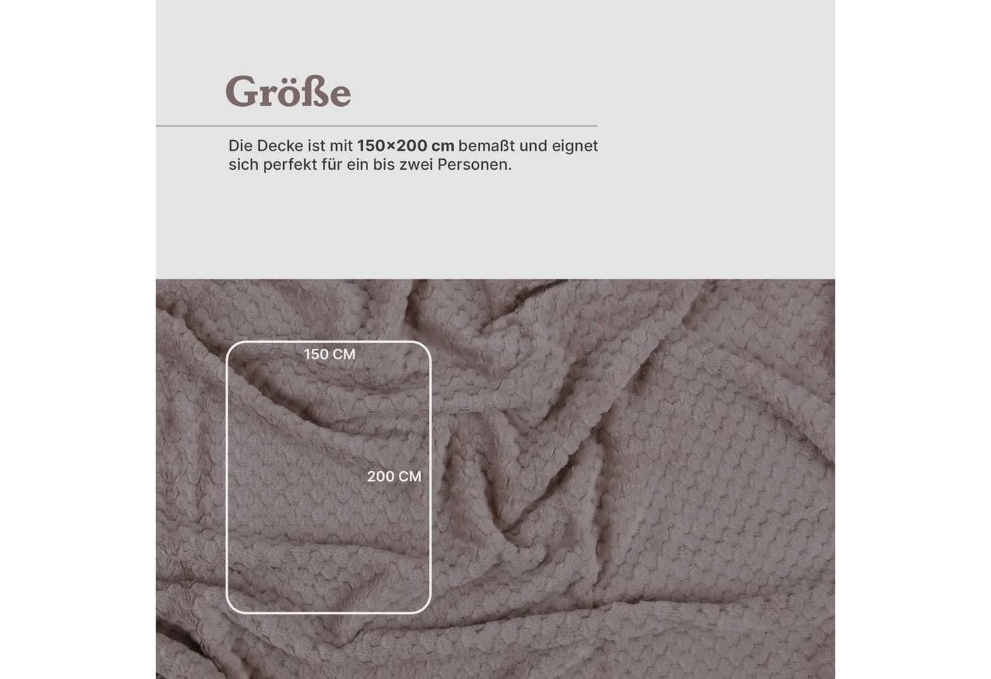 Bestlivings Wohndecke Popcorn Cashmere Soft-Touch Grau 150x200 cm