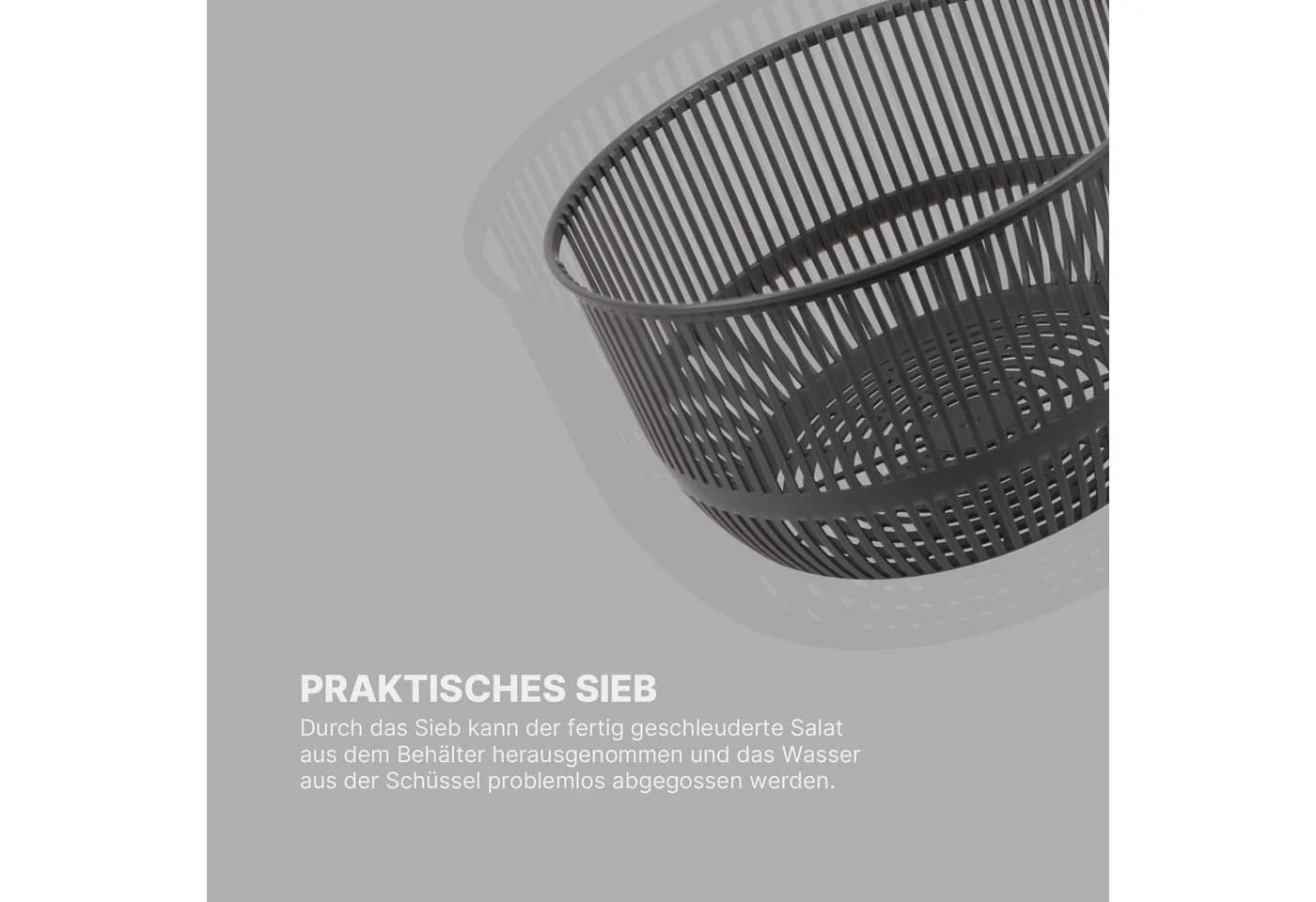 Pro Home Salatschleuder 3D Kurbel Grau 4L - Bild 4
