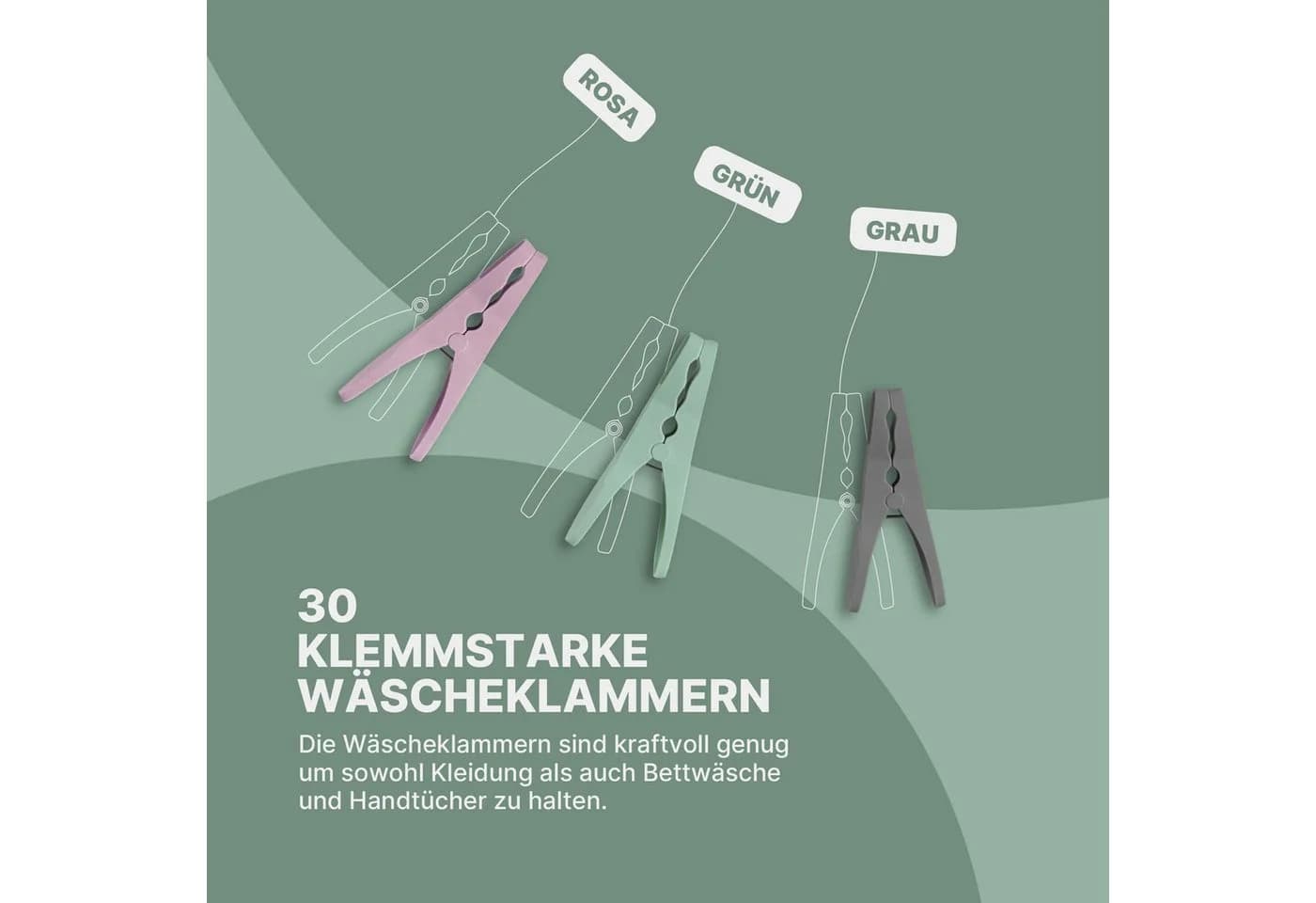 Pro Home Wäscheklammern Set 30-tlg. mit Aufhängekorb Grau - Bild 5