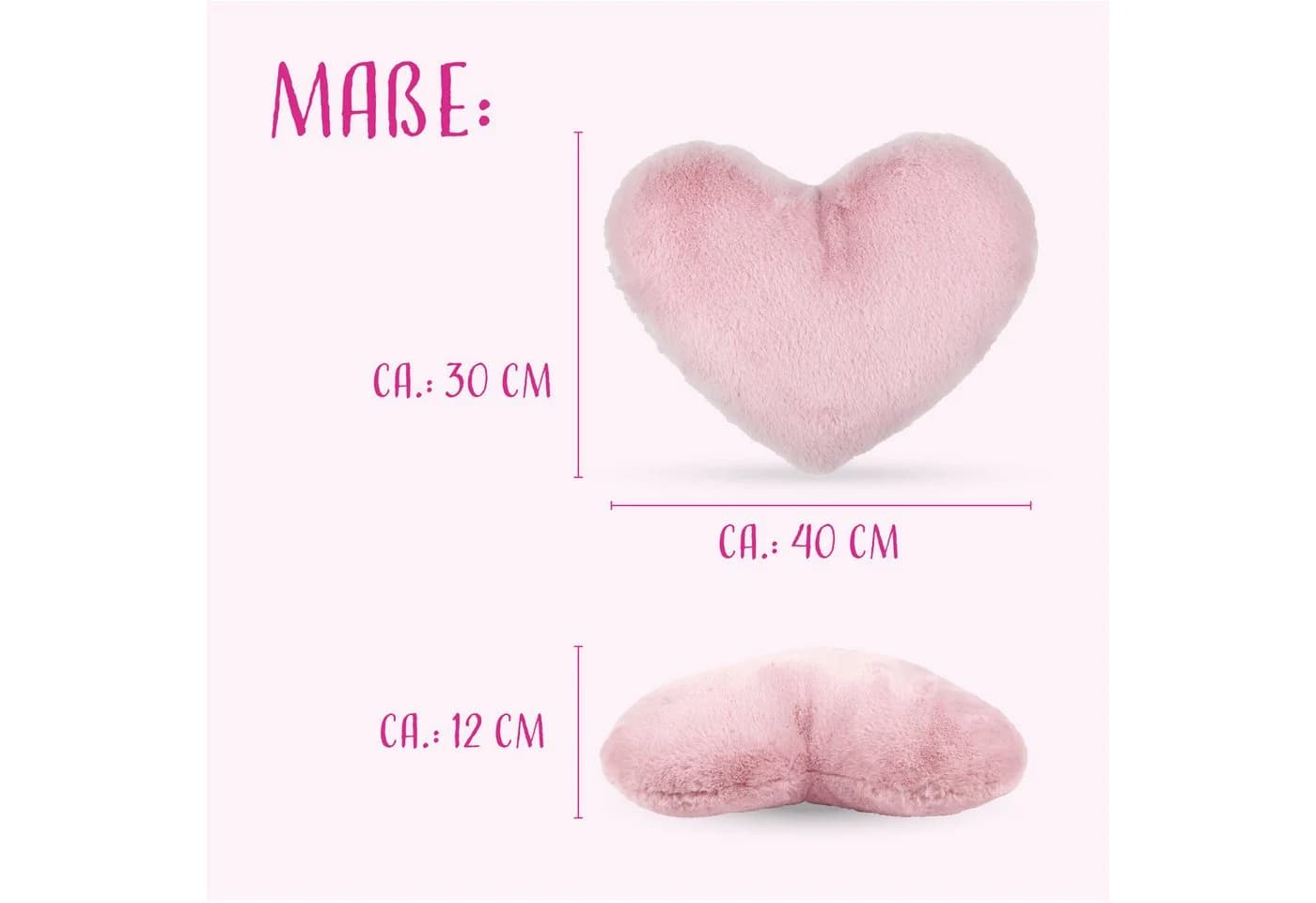 Bestlivings Dekokissen Herzform Plüsch Rosa Silber - Bild 3