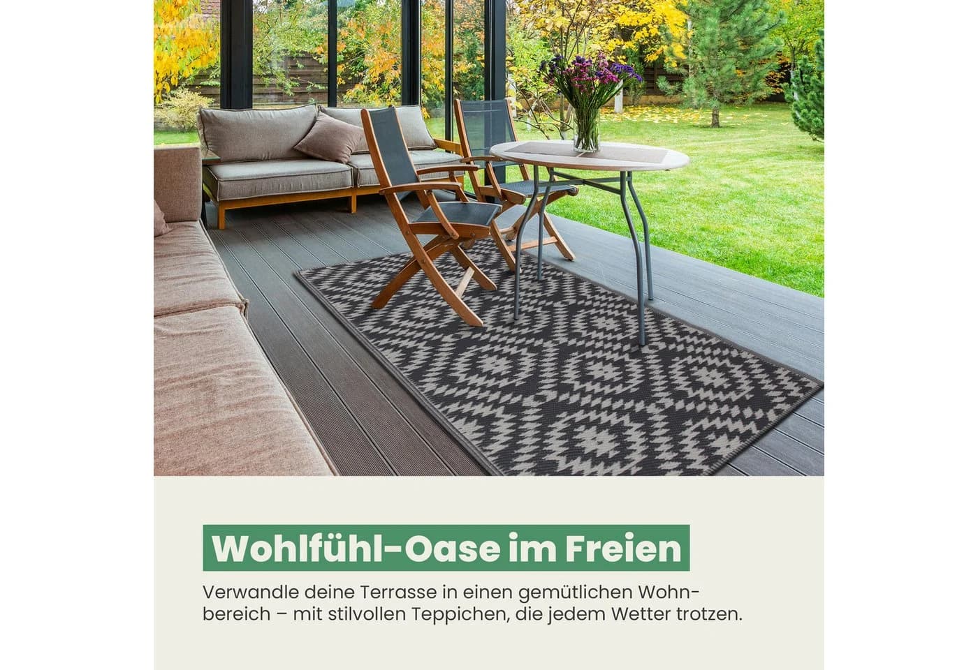 Bestlivings Outdoorteppich Flachgewebe Polypropylen wetterfest UV-beständig - Bild 5