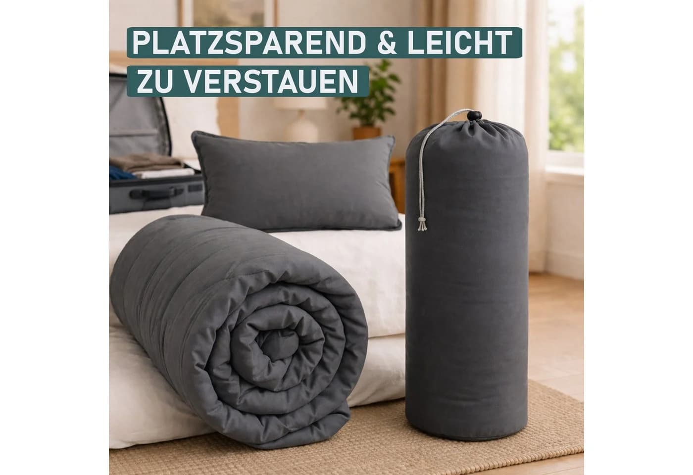Bestlivings Aufbewahrungsbeutel Anthrazit Polyester Kordelzug - Bild 4