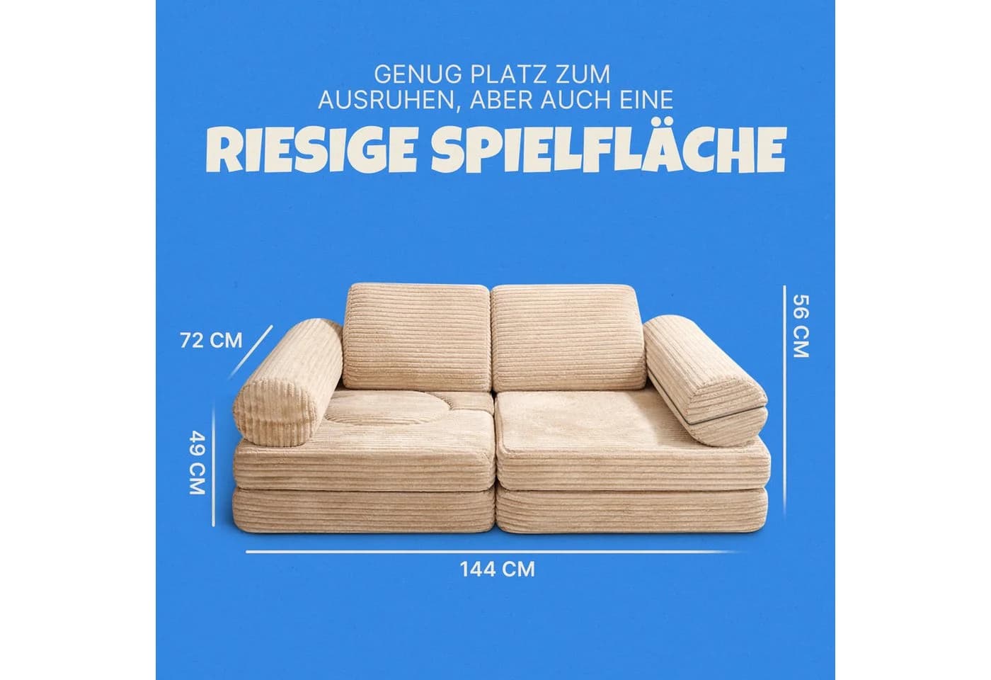 Bestlivings Kindersofa modulares Spielsofa 11 Teile Beige