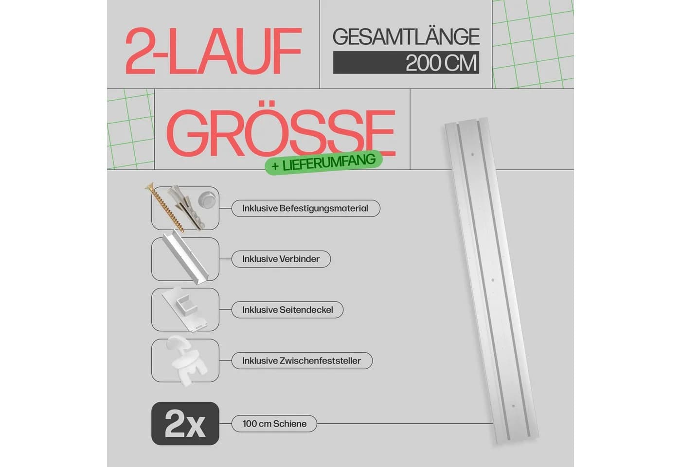 Bestlivings Gardinenschiene Komplettset Weiß Kunststoff