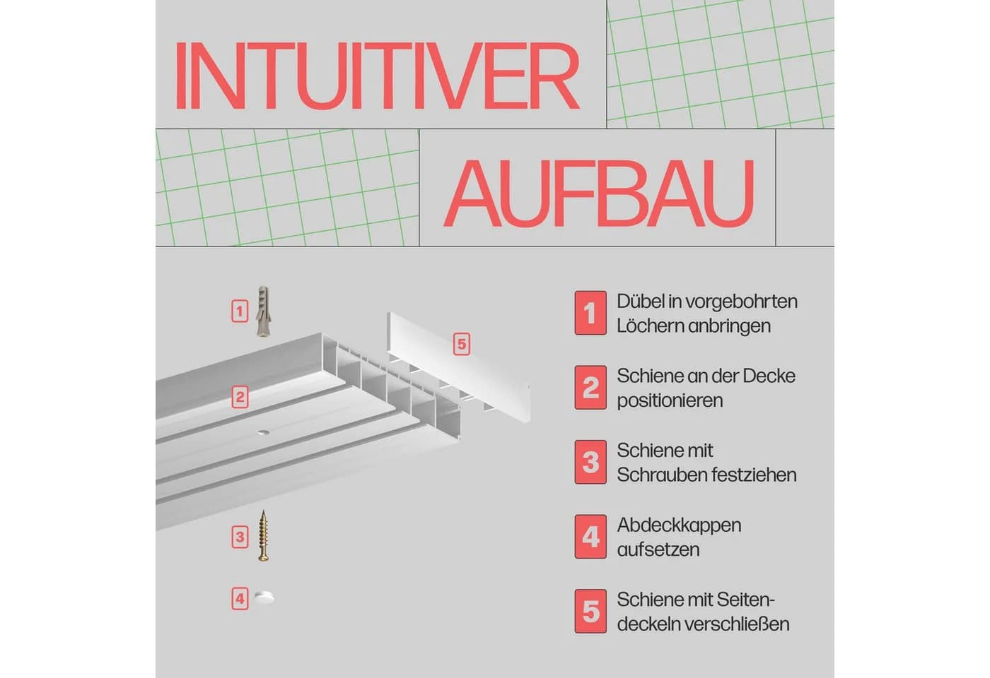 Bestlivings Gardinenschiene Komplettset Weiß Kunststoff - Bild 4