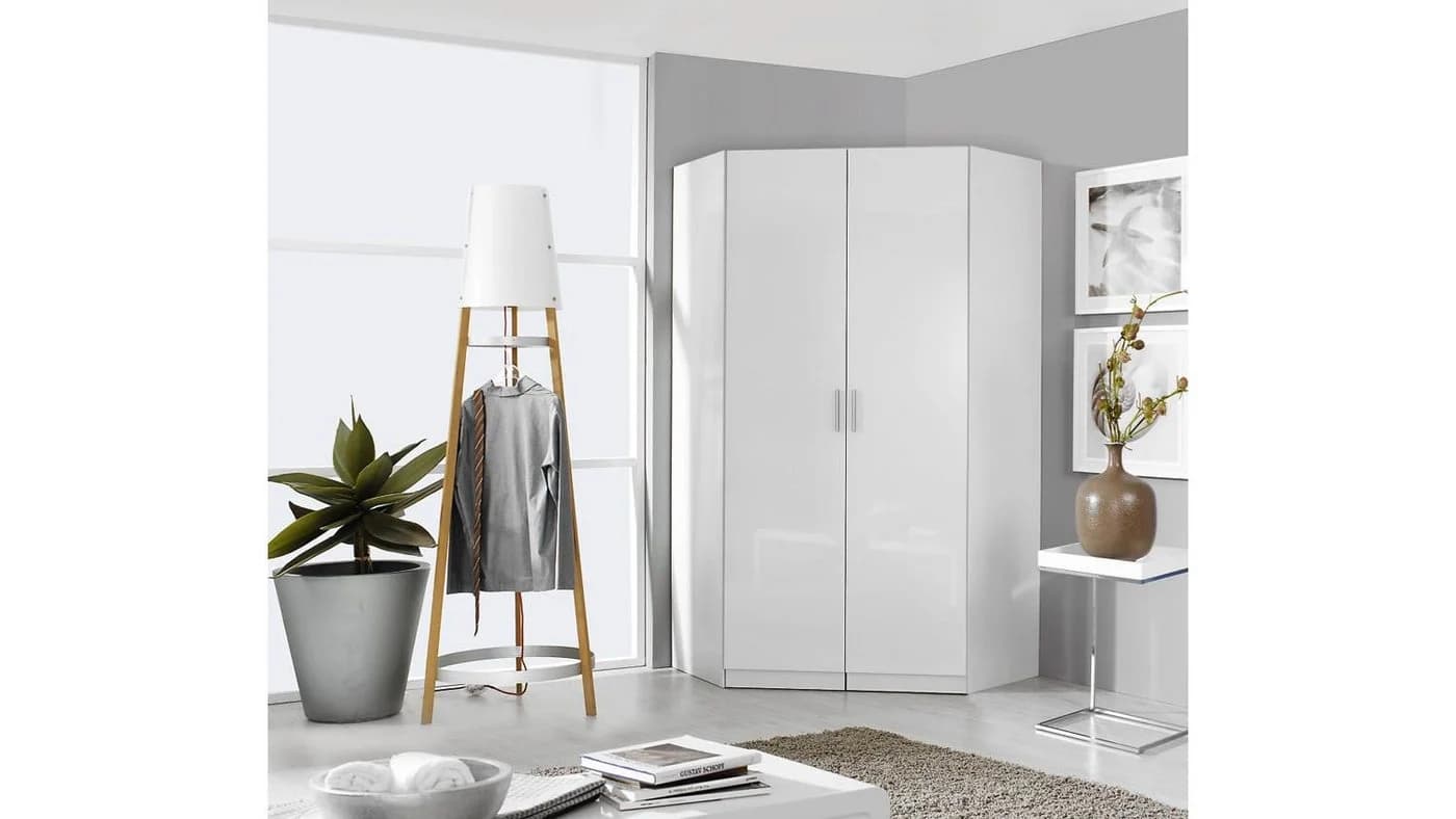 rauch Eck-Kleiderschrank Celle Weiß Hochglanz 14 Schubladen - Bild 3