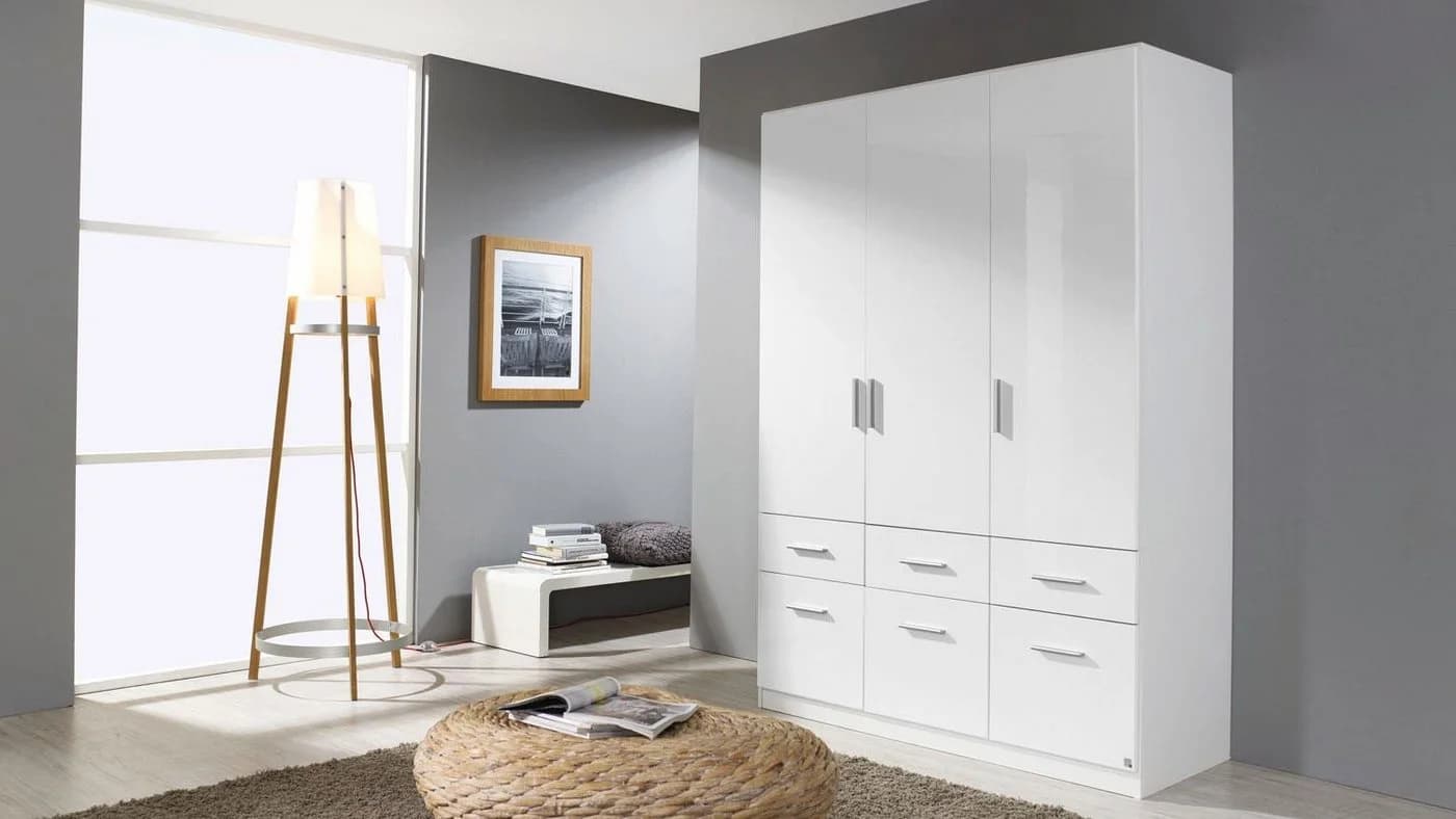 rauch Eck-Kleiderschrank Celle Weiß Hochglanz 14 Schubladen - Bild 4