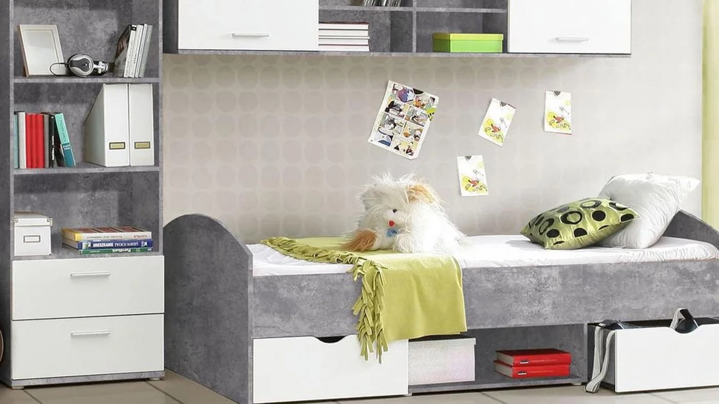 Forte Jugendzimmer-Set Lupo 5-tlg. Betonoptik Grau/Weiß - Bild 3