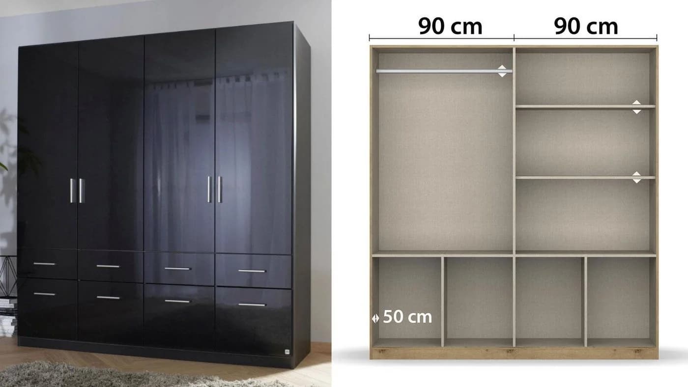 rauch BLUE Eck-Kleiderschrank Celle 14 Schubladen Grau Hochglanz - Bild 3