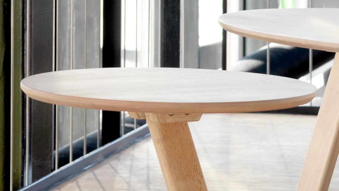 Möbel Akut Couchtisch Ollie Eiche natur weiß geölt rund 50 cm