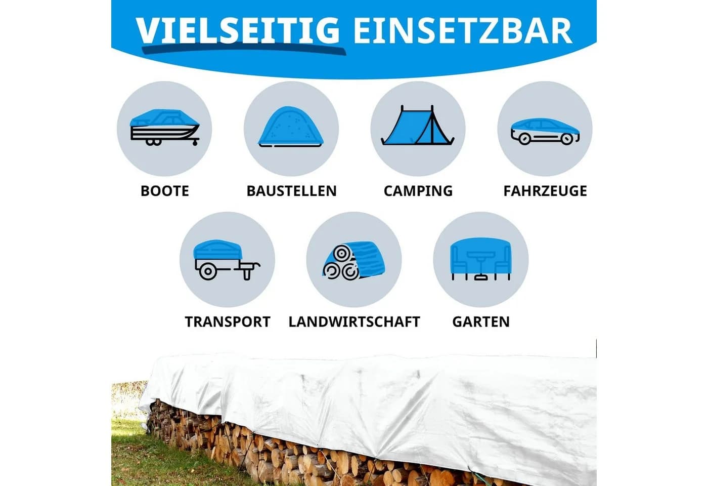casa pura Schutzplane extrem reißfest 240 g/m², Wasserdicht, Weiß - Bild 5