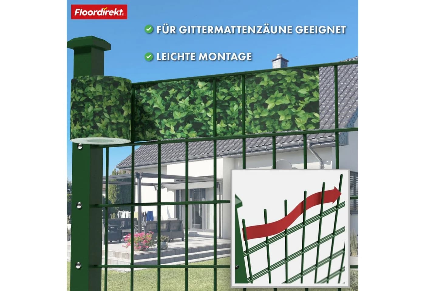 casa pura PVC-Sichtschutzstreifen für Gittermattenzäune Grün - Bild 4