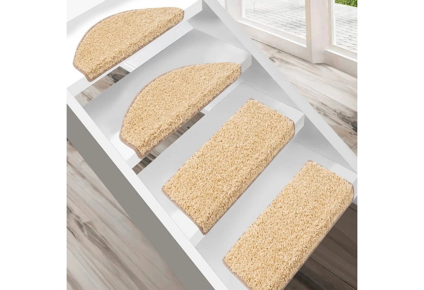 Floordirekt Stufenmatte Shaggy Barcelona Halbrund