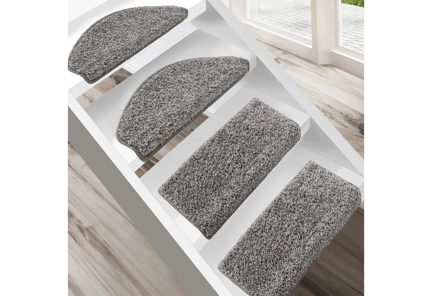 Floordirekt Stufenmatte Shaggy Barcelona Halbrund