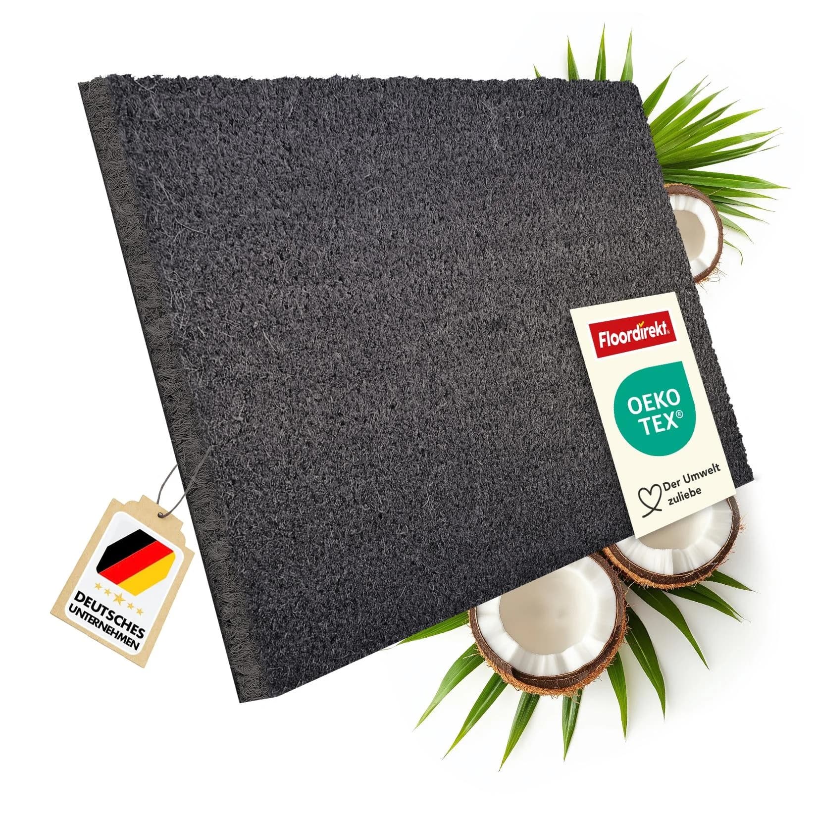 Floordirekt Fußmatte Kokos Grau 17 mm